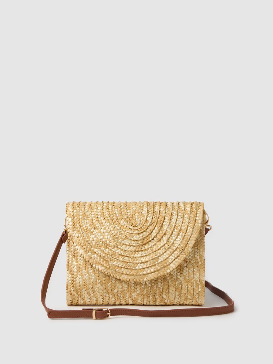 Rectangular bag in woven straw_0