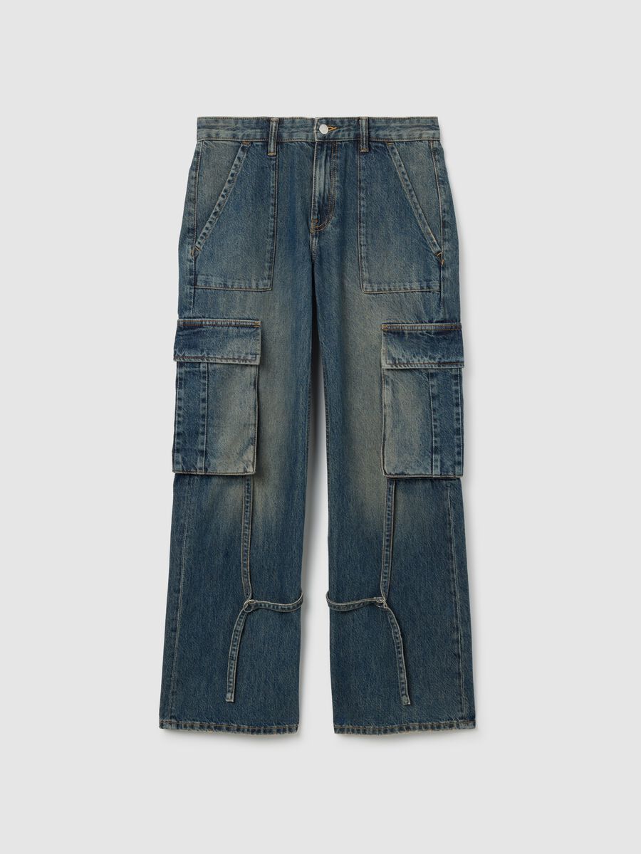 Pure Cotton Denim Cargo Trousers_4