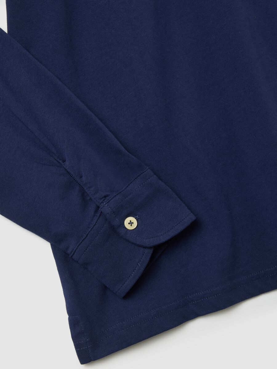 Polo in puro cotone blu regular fit_1