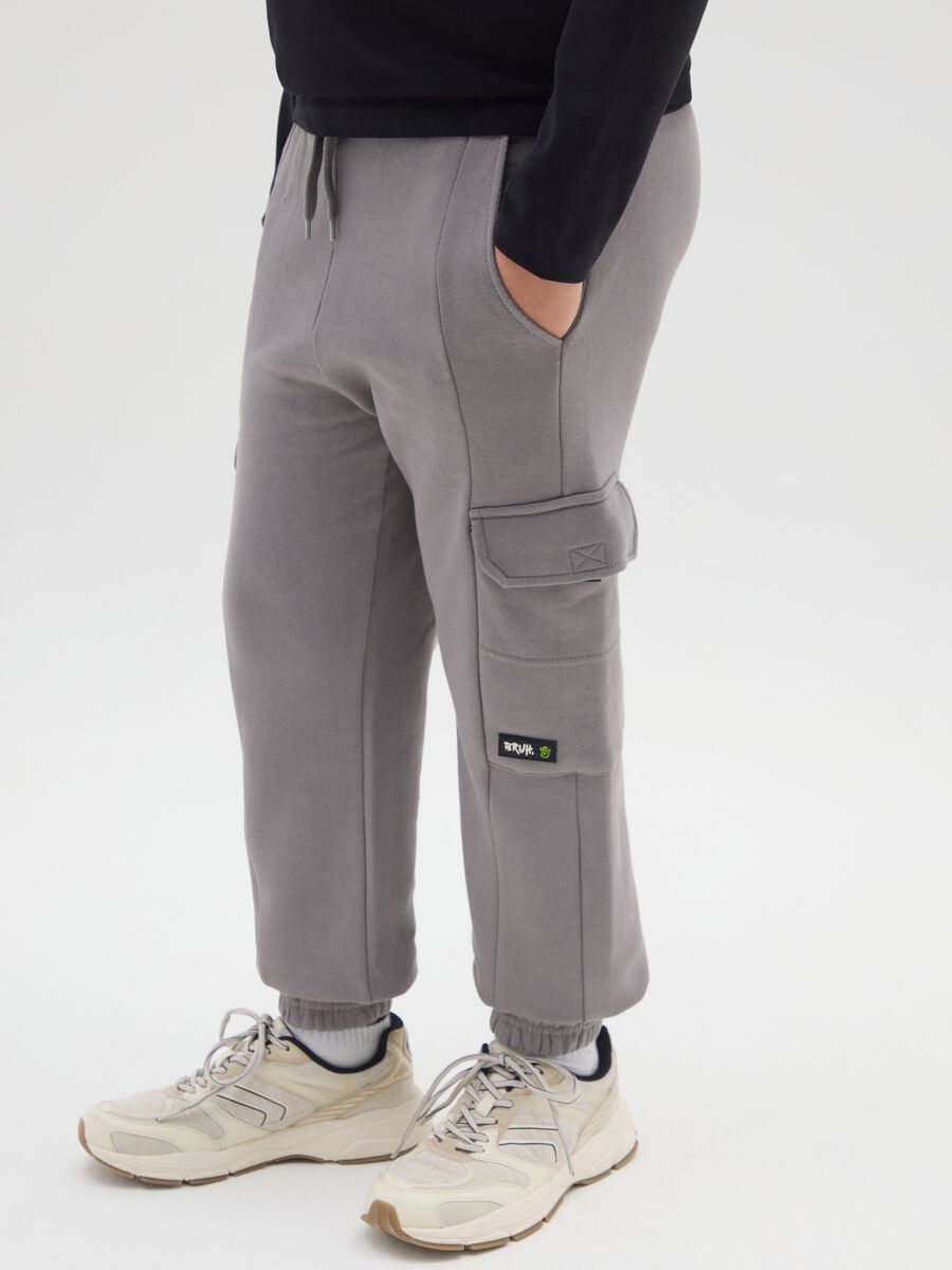 Boy's Grey Cotton Jogger Trousers with Relaxed Fit_2
