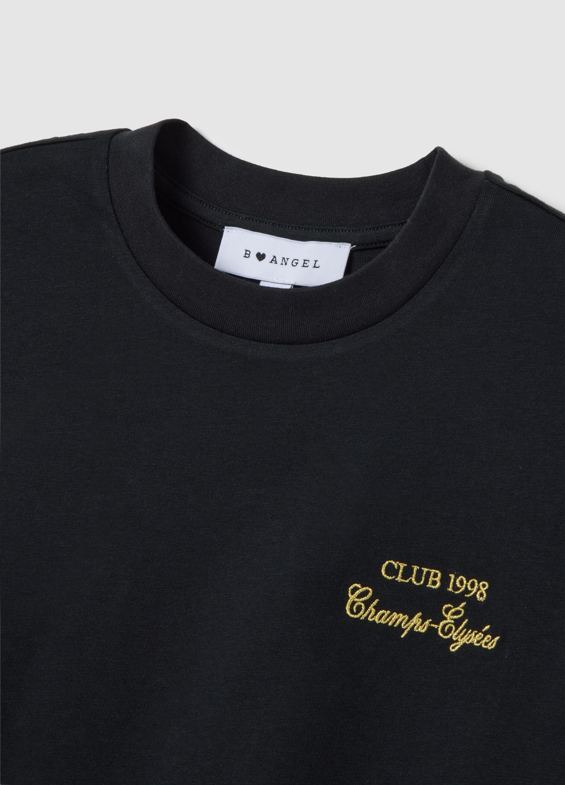 Black pure cotton relaxed fit t-shirt with emblem