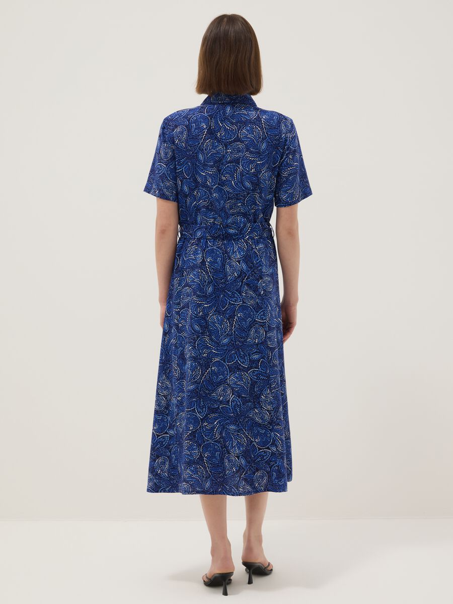 Multi-colour pure viscose dress, regular fit with belt_2