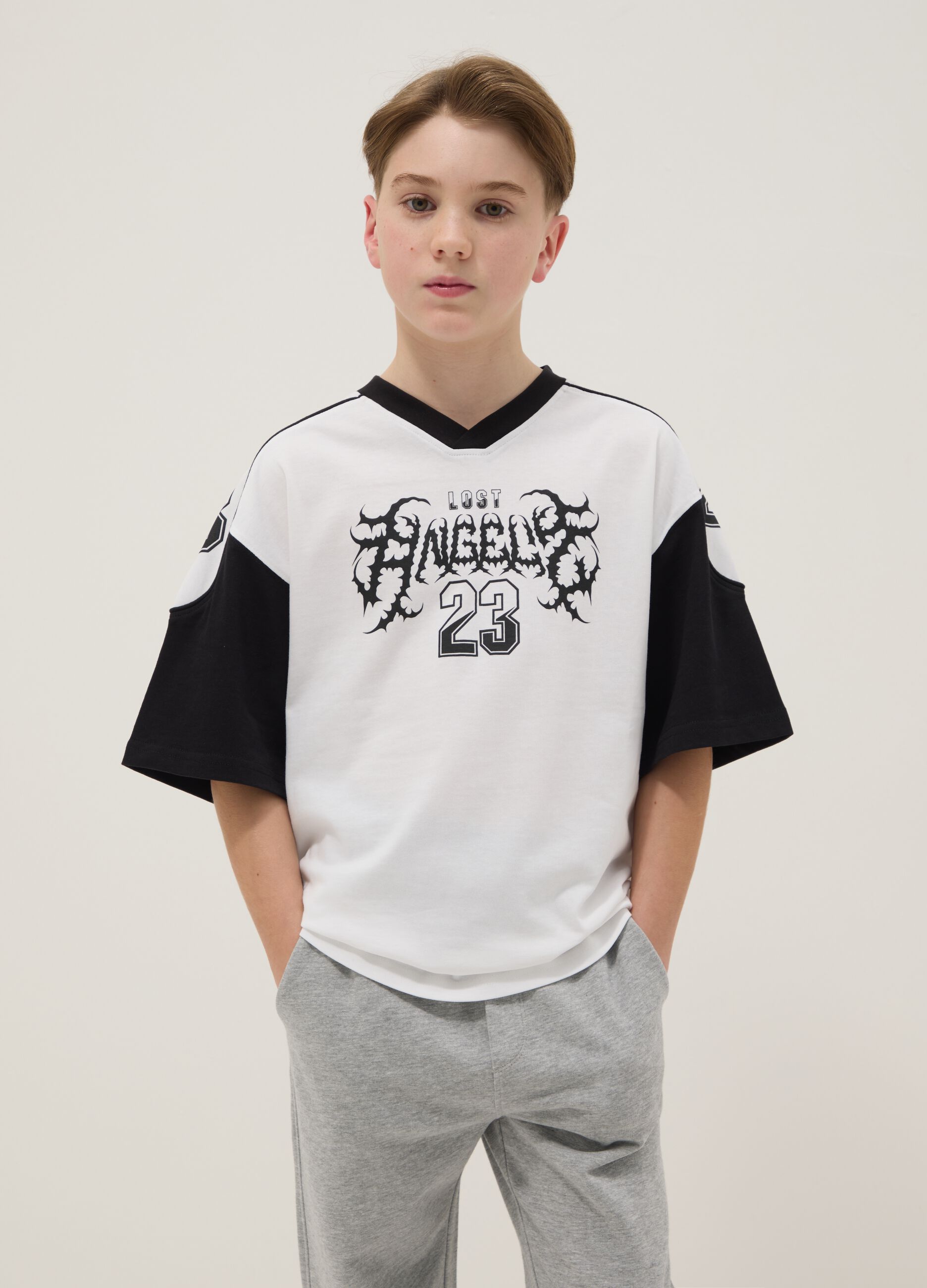 Multicolor pure cotton oversized children's T-shirt with prints