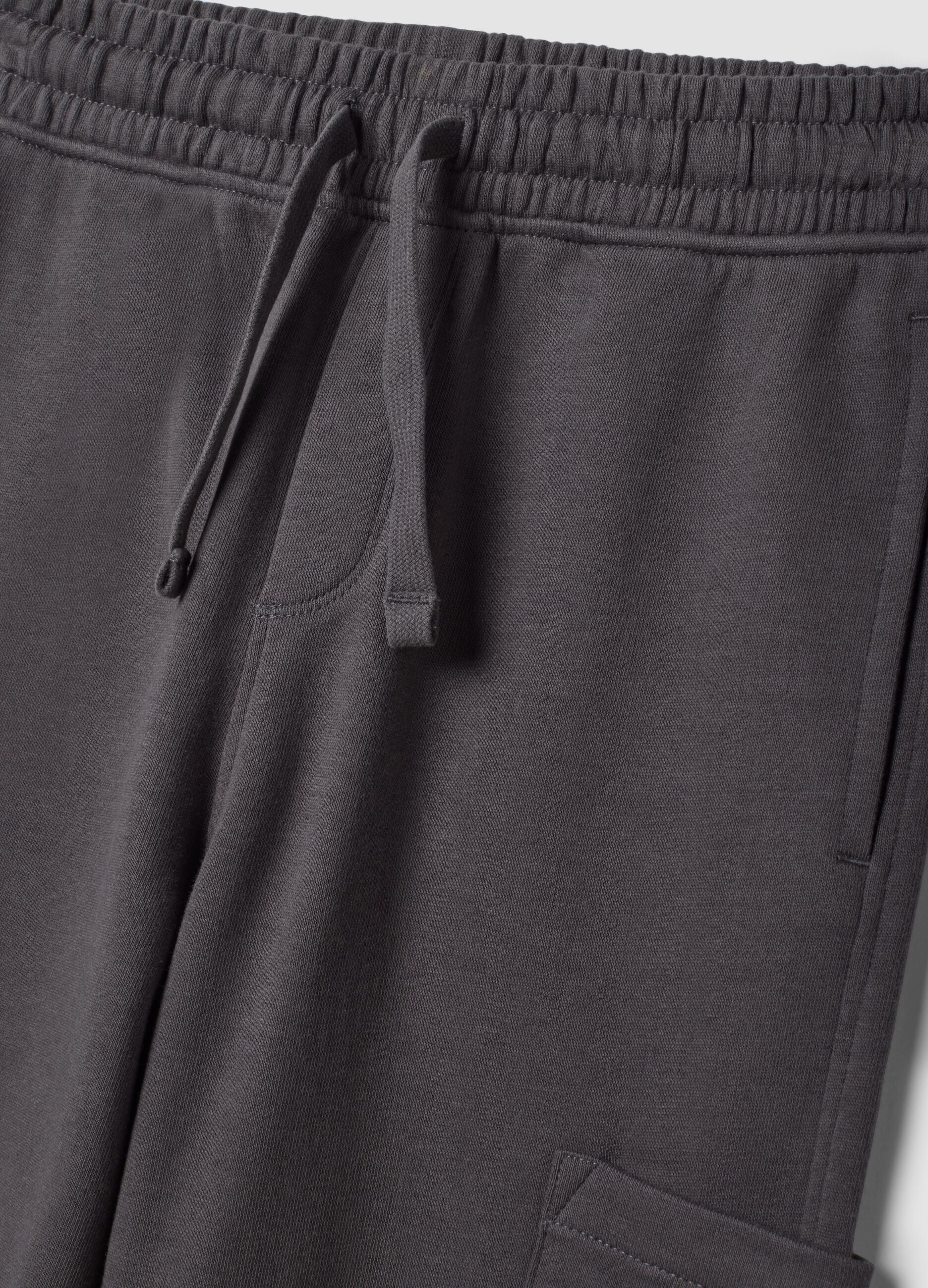 Pantaloni jogger grigi in puro cotone con tasche cargo relaxed fit