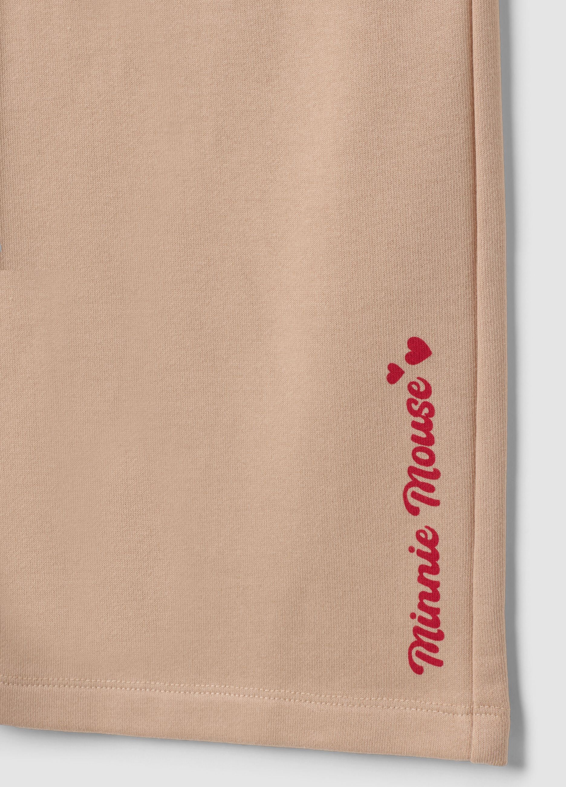 Tuta beige in misto cotone con girocollo e stampa Minnie per bambina