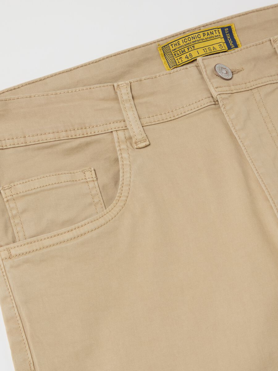 Beige slim-fit trousers in stretch cotton_5