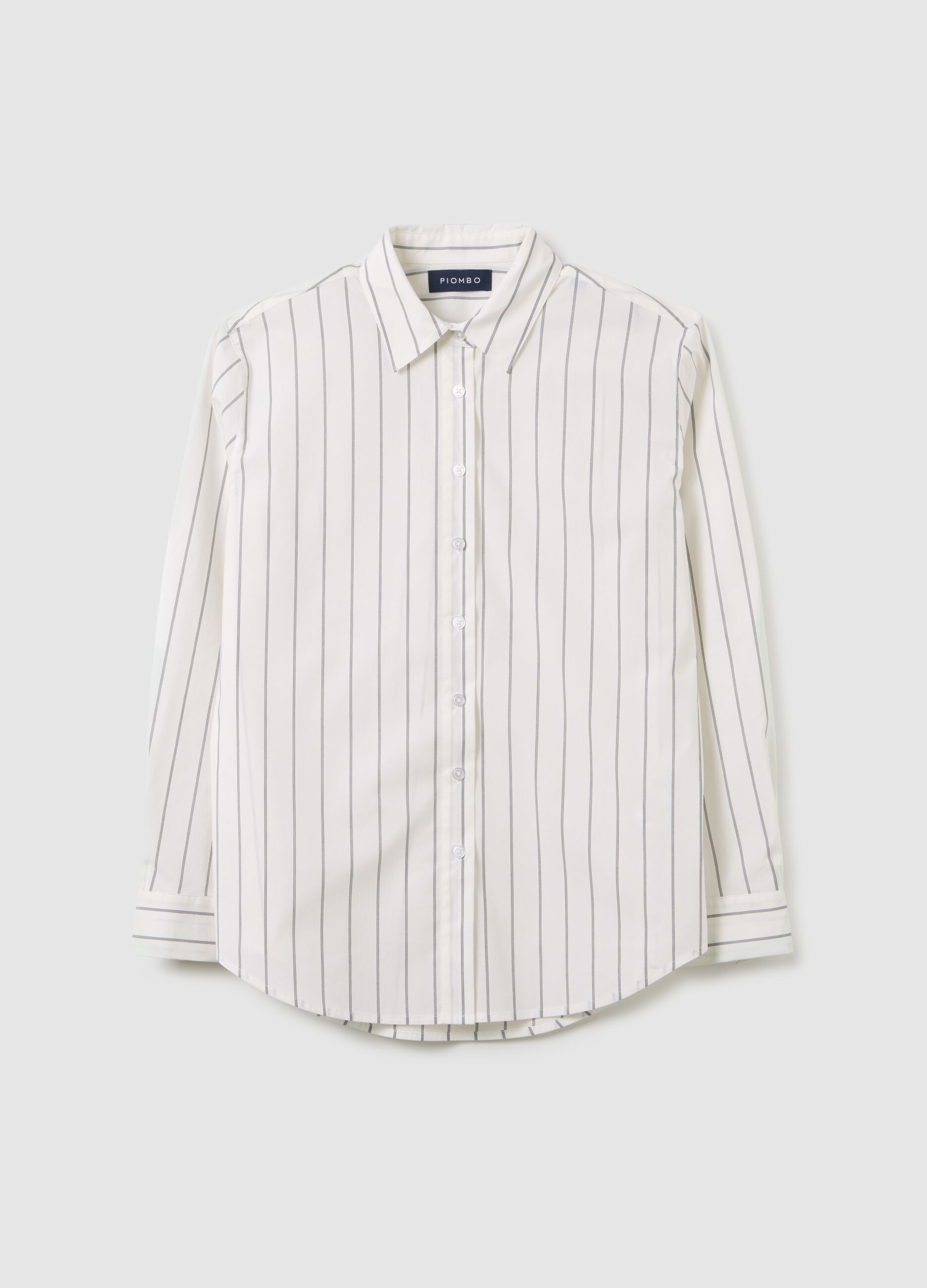 Striped white shirt in stretch fabric