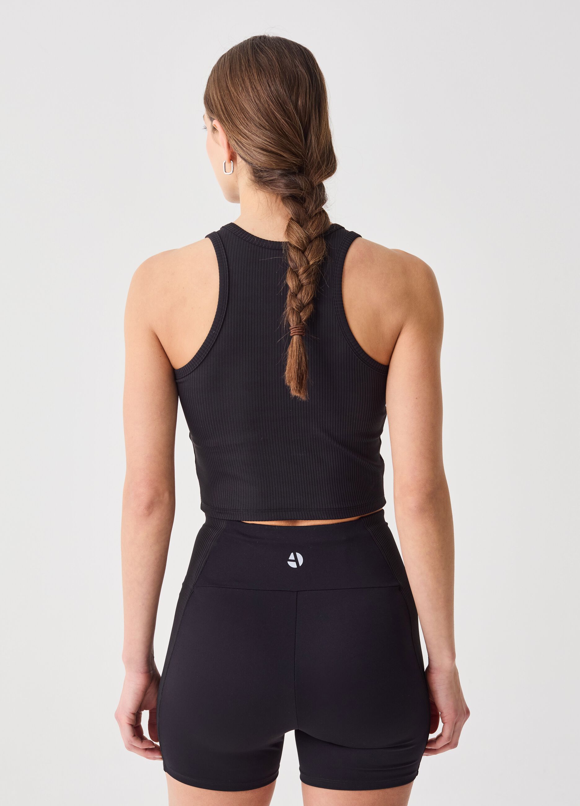 ALTAVIA STUDIO crop tank top in ribbed technical fabric