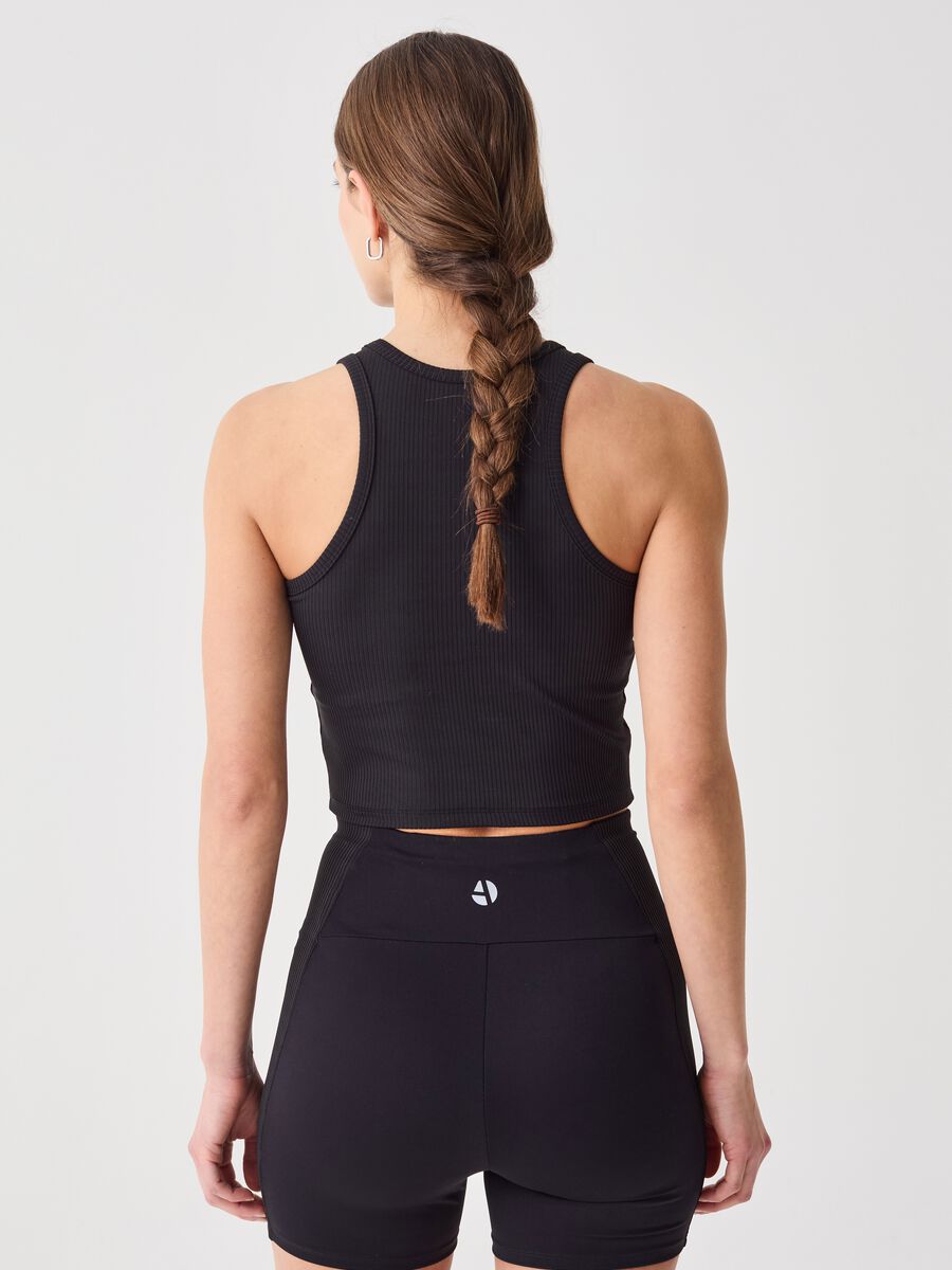 ALTAVIA STUDIO crop tank top in ribbed technical fabric_3