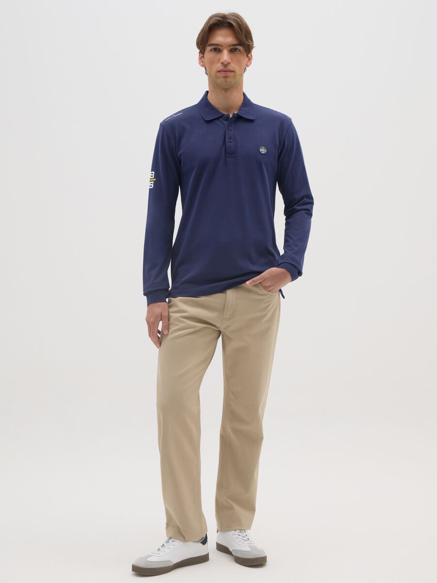 Polo in puro cotone blu_1