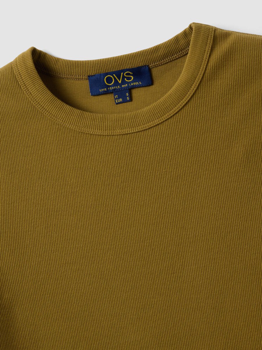 Green fitted short-sleeve stretch cotton T-shirt_5