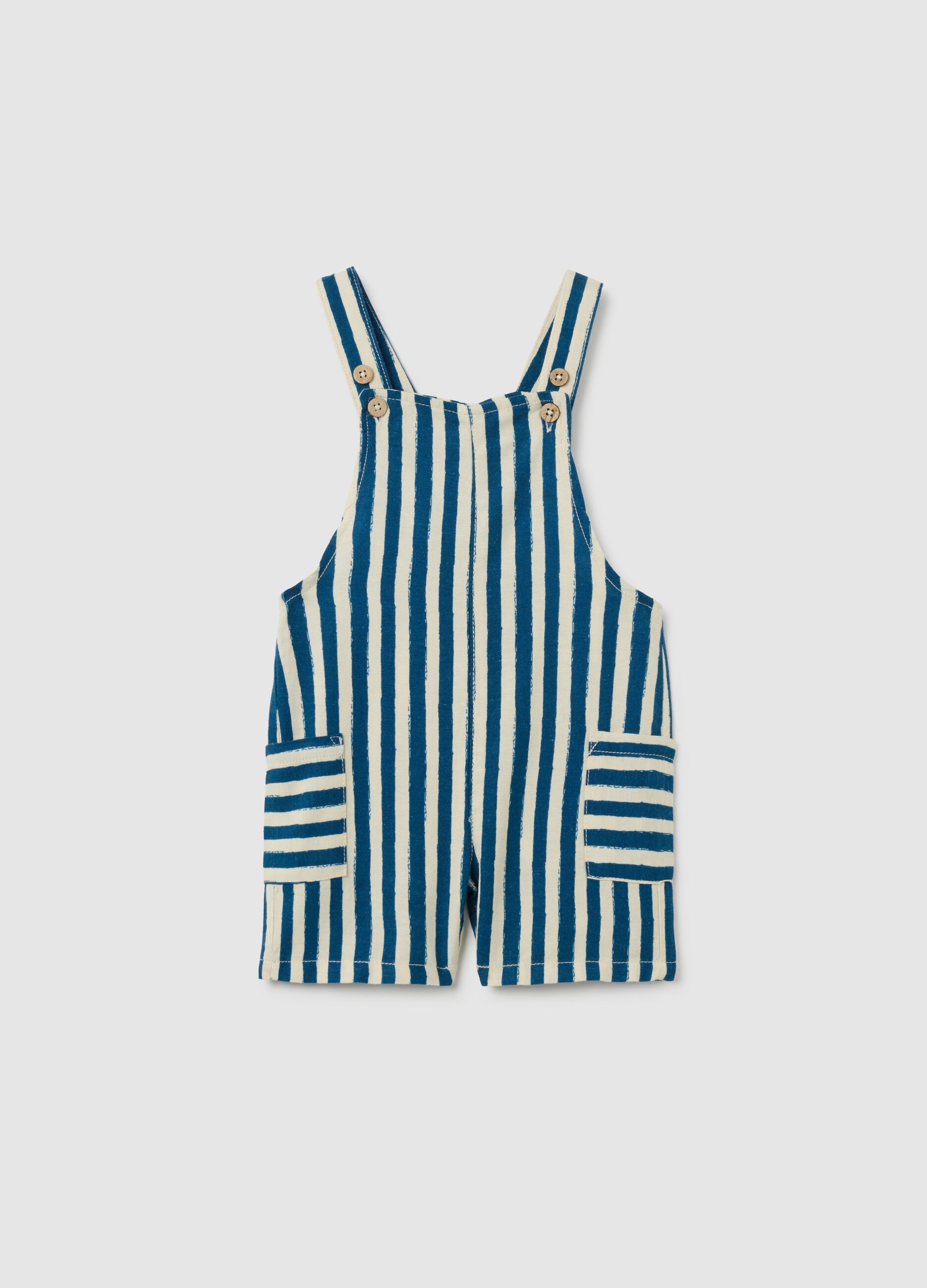 Multicolour regular fit children's dungarees in viscose and linen blend
