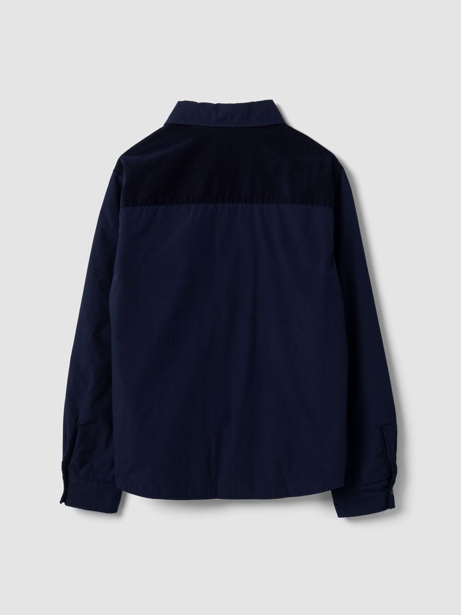 Blue padded regular-fit shacket with patch pockets_2