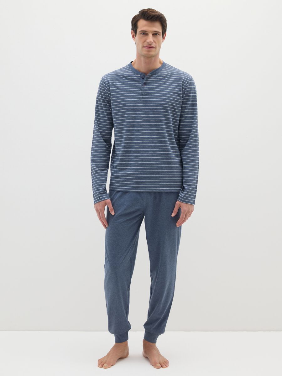 Pigiama in misto cotone blu regular fit_0