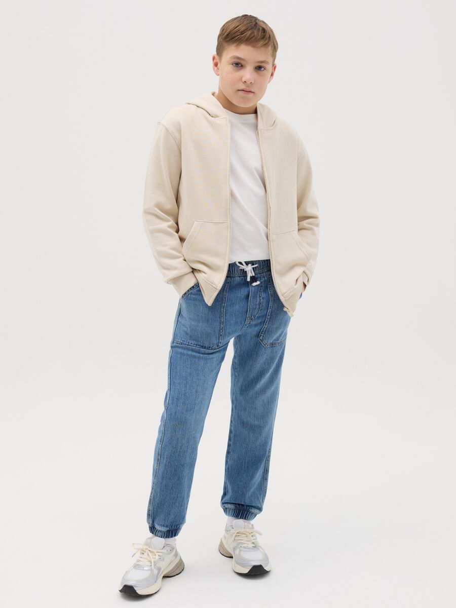 Denim joggers with drawstring_1