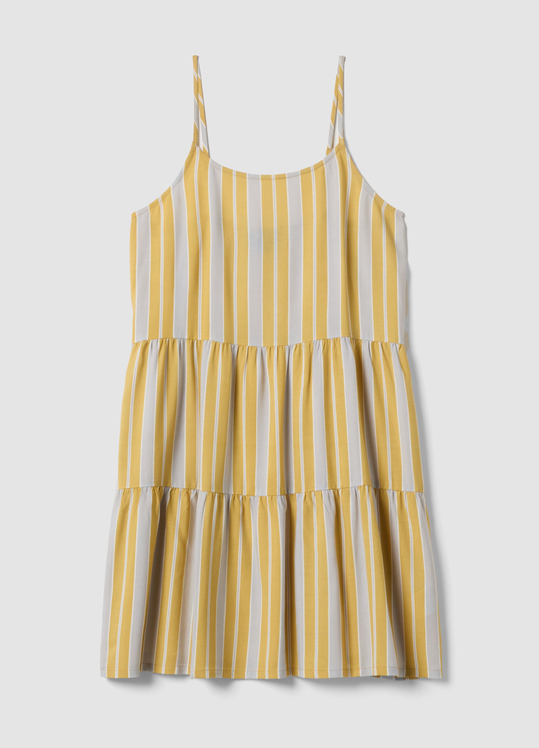 Yellow striped pure viscose dress
