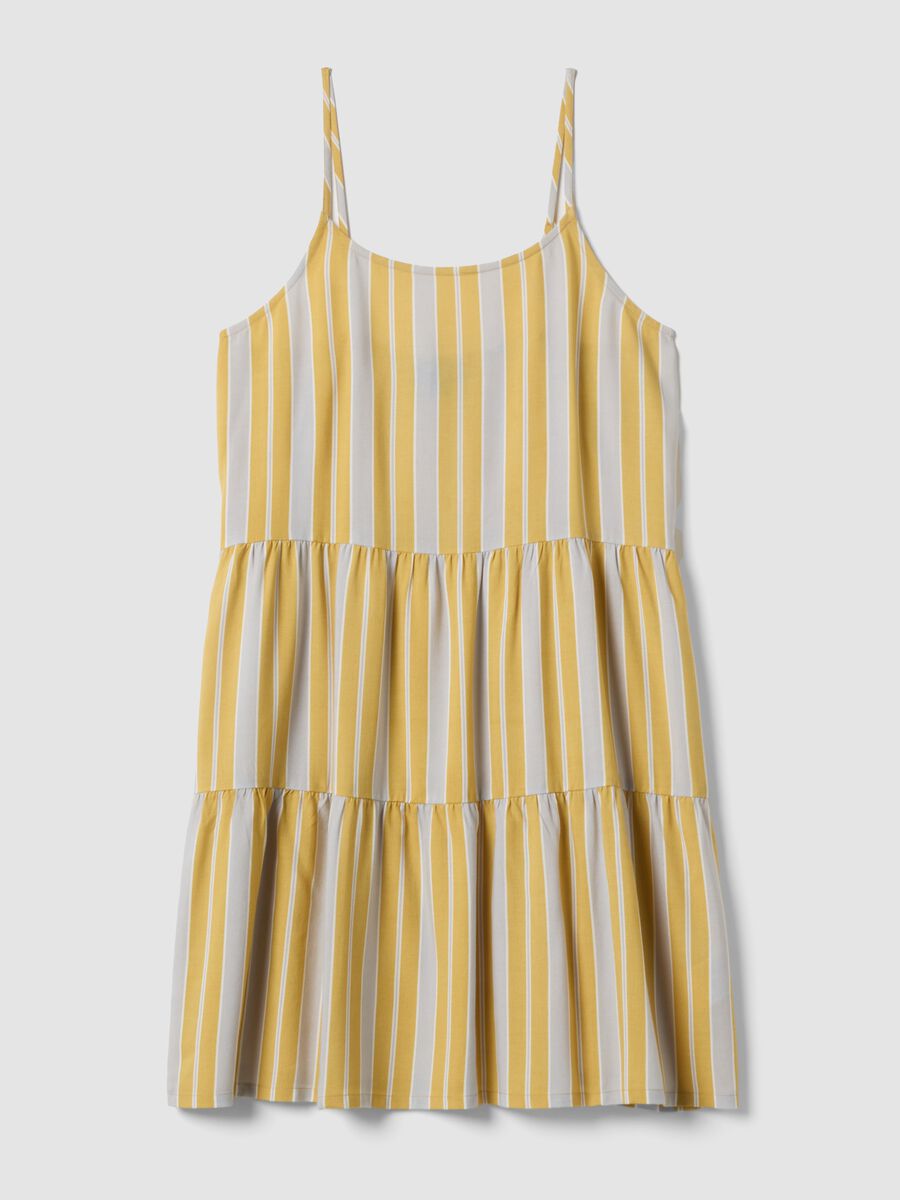 Yellow striped pure viscose dress_4
