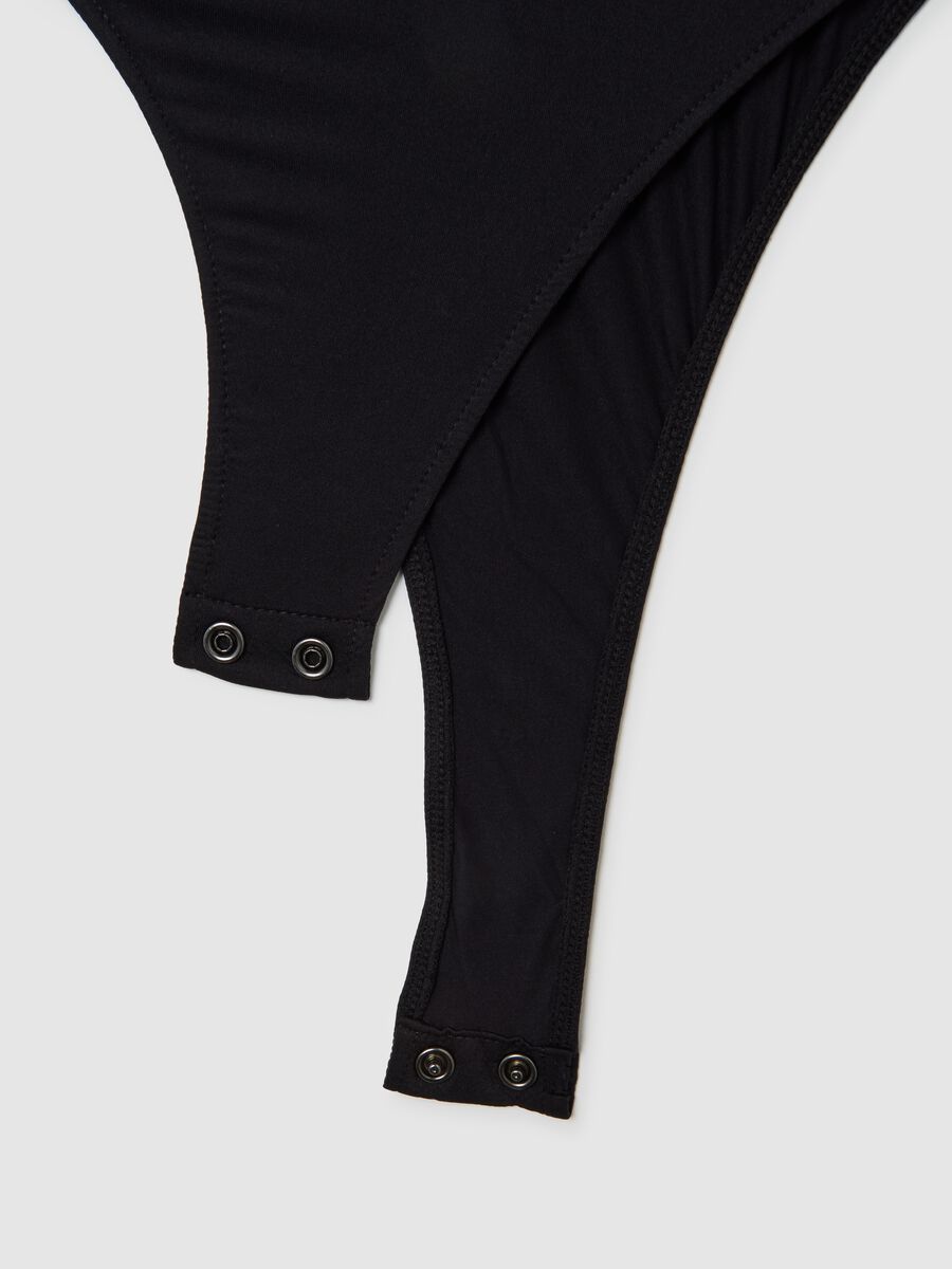 Black High-Neck Bodysuit with Glitter_1
