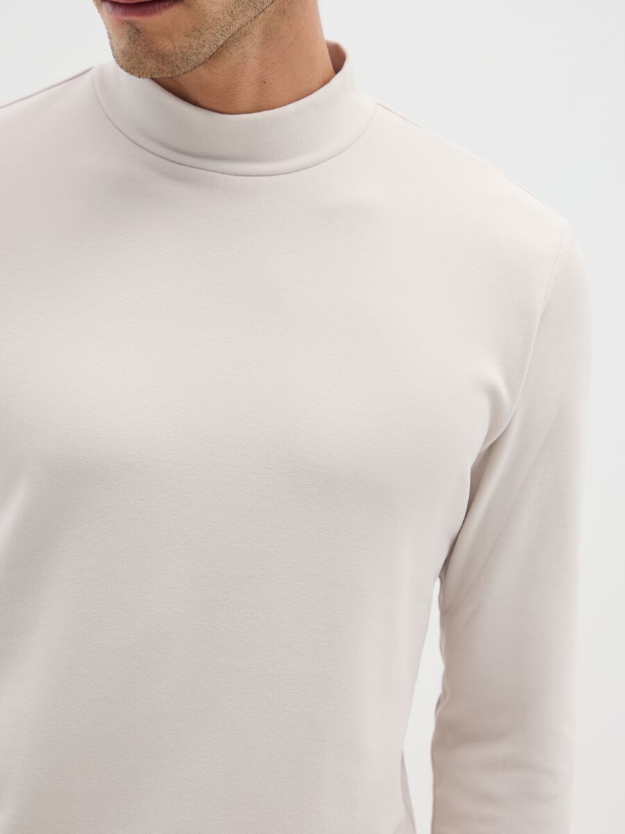 Beige fleece regular fit sweatshirt_3