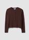 Cardigan marrone girocollo in misto lyocell e lana over fit_4