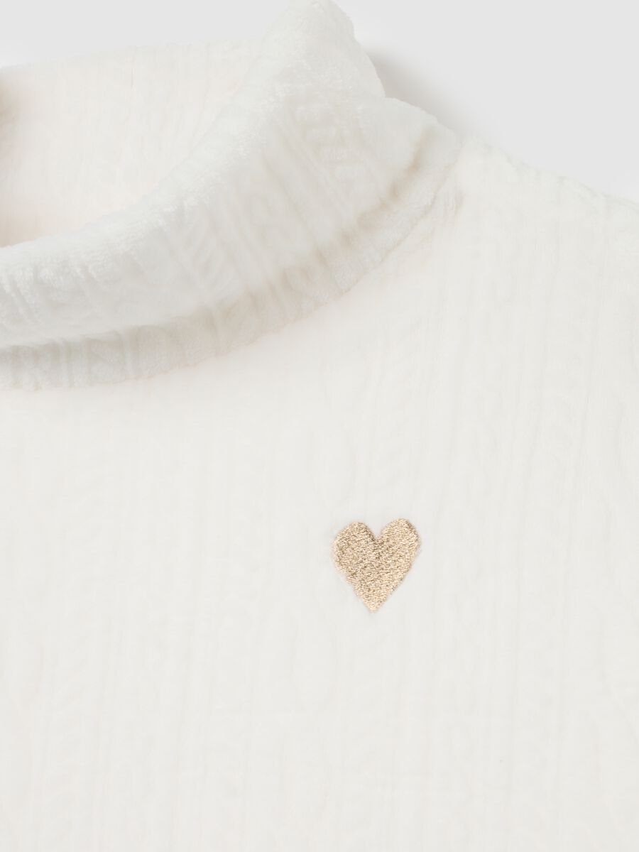 White turtleneck pyjama sweater regular fit with knit finish_5