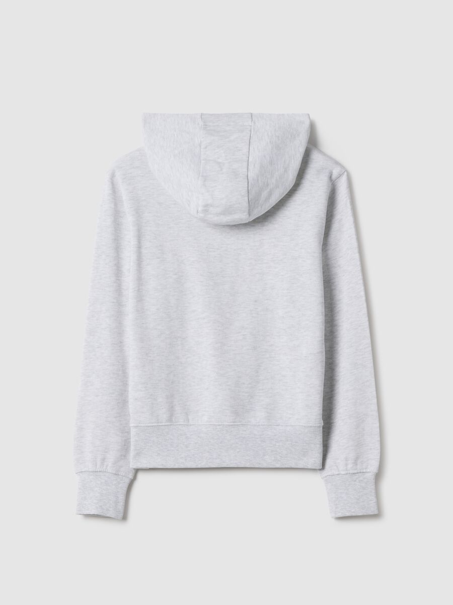 Felpa in puro cotone grigia per ragazze regular fit con zip_4