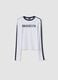 White pure cotton long-sleeve crew-neck T-shirt_0