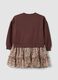 Brown crew-neck cotton-blend Minnie print dress_1