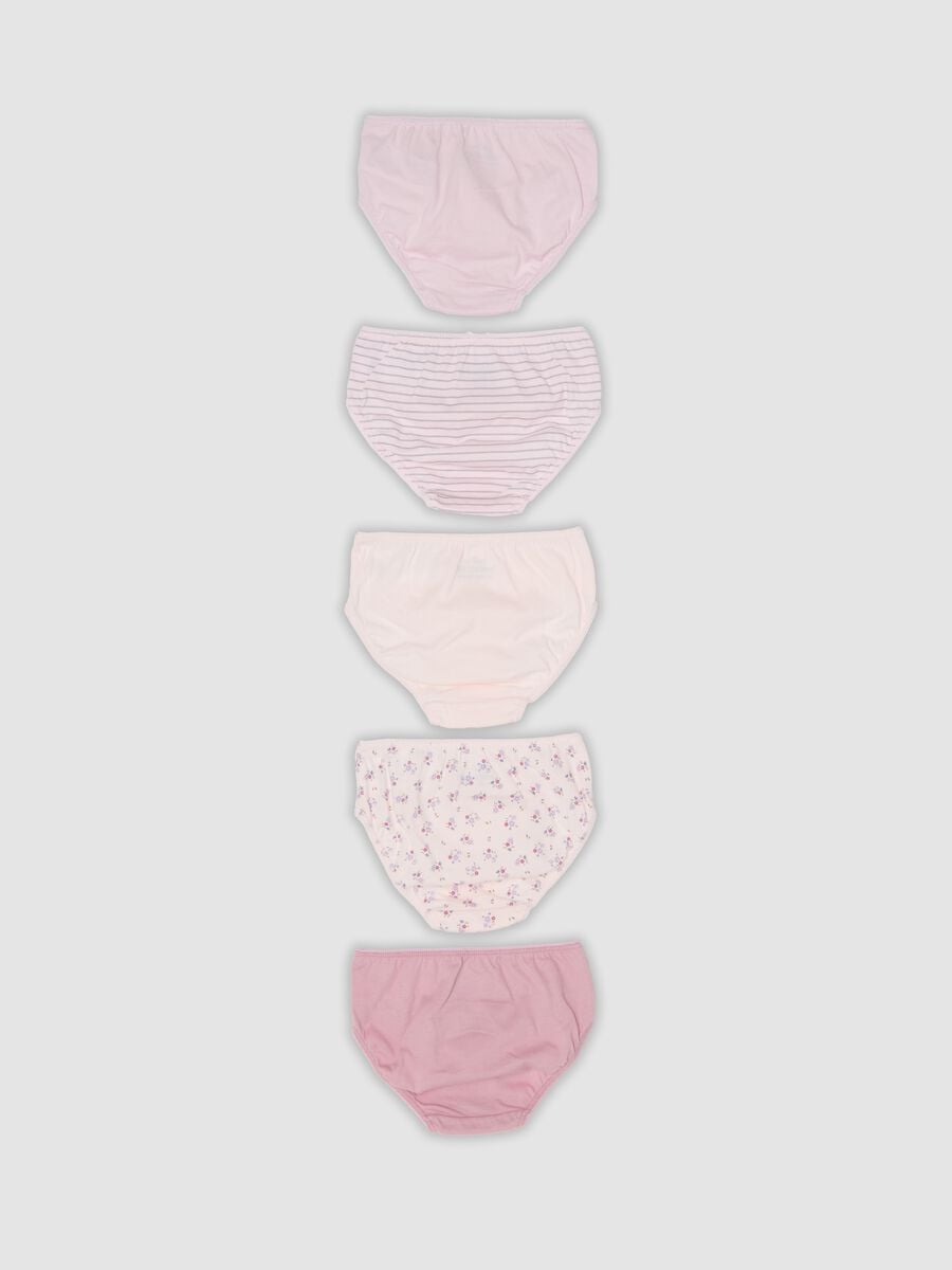 Multipack di cinque mutandine rosa in cotone jersey organico per neonata e bimba_1