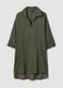 Green pure organic cotton kaftan with V-neck_4