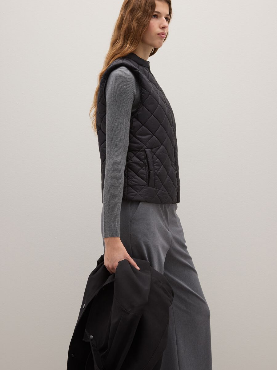 Black Long Cotton Blend Coat in Regular Fit_3