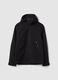 Black regular fit jacket with hood and zip_0