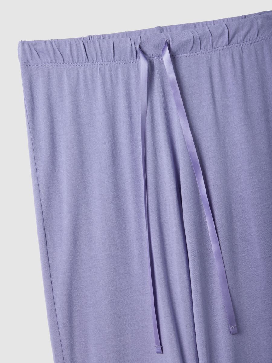 Purple pyjama trousers regular fit with lace details_5