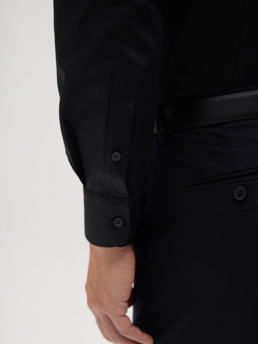 Slim Black Cotton Blend Shirt_2