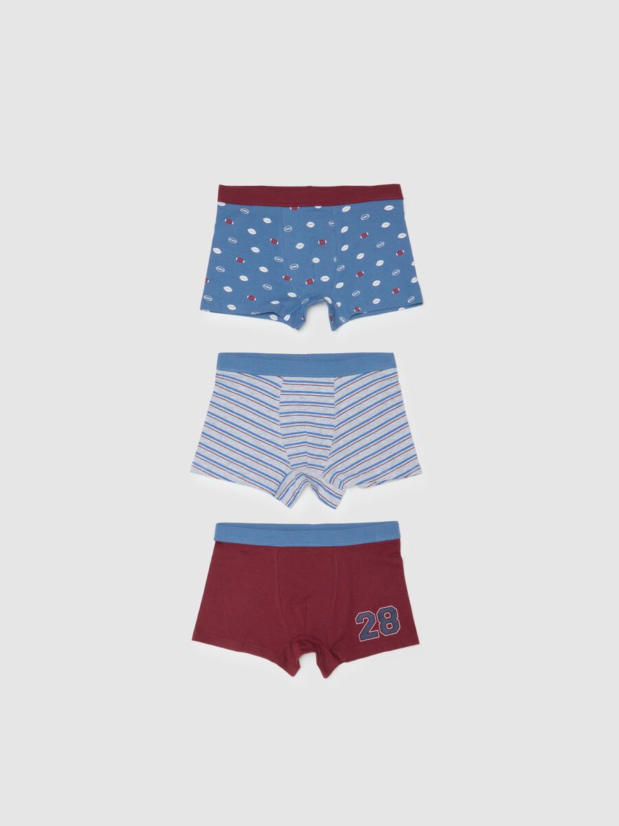 Set of three-pack boy's cotton boxer shorts in multicolor regular fit_0