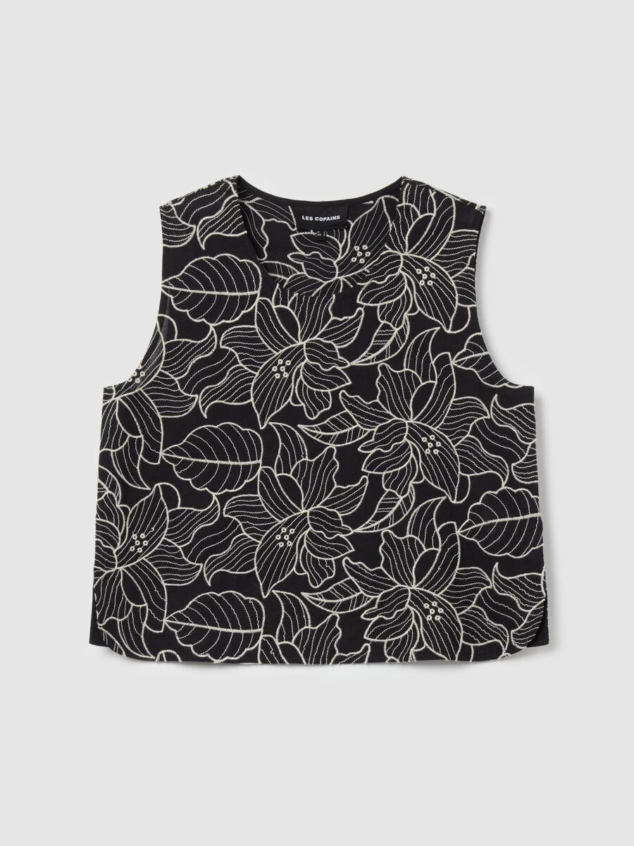 Sleeveless top with floral embroidery_4