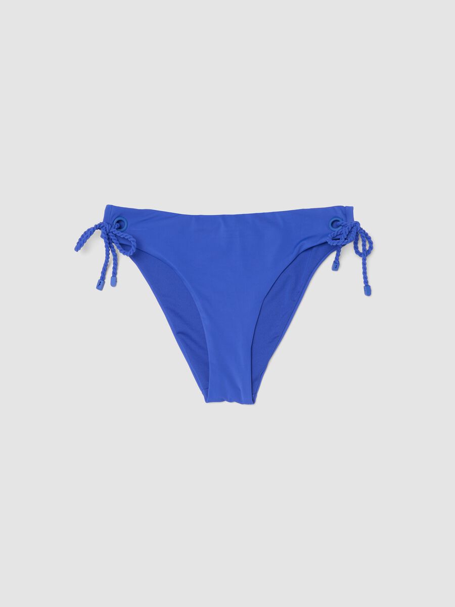 Slip bikini blu in tessuto elasticizzato con laccetti_0