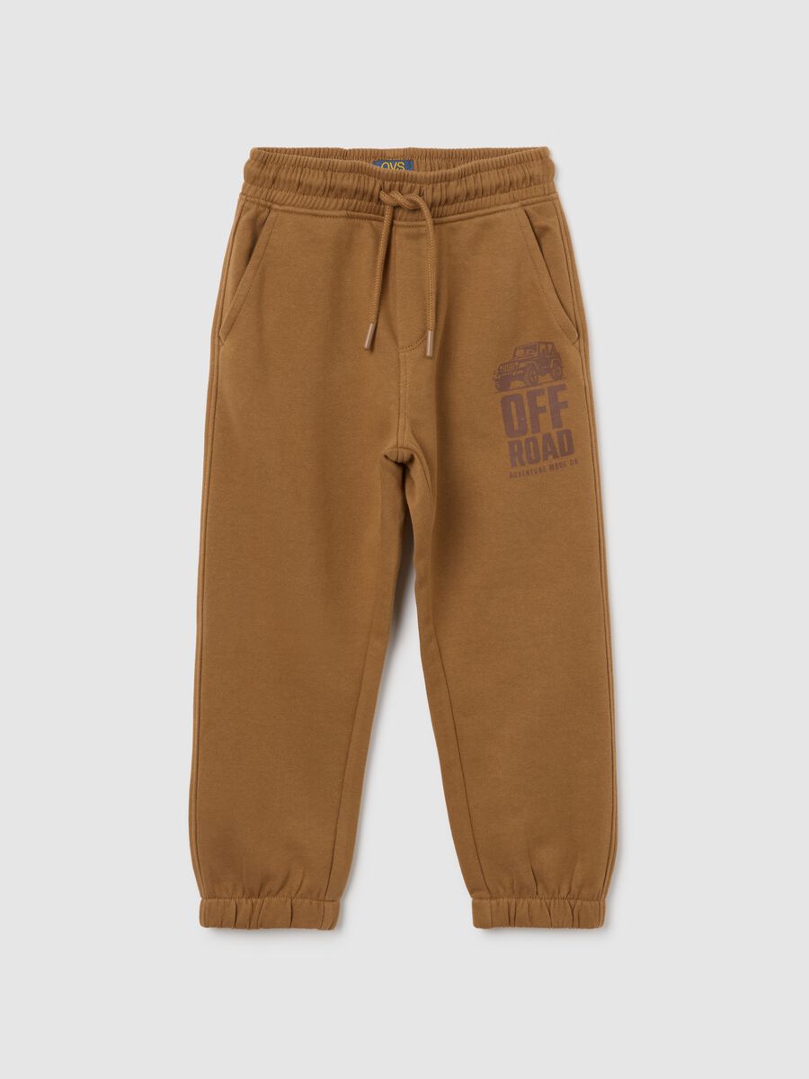 Children's brown pure cotton regular fit trousers_0