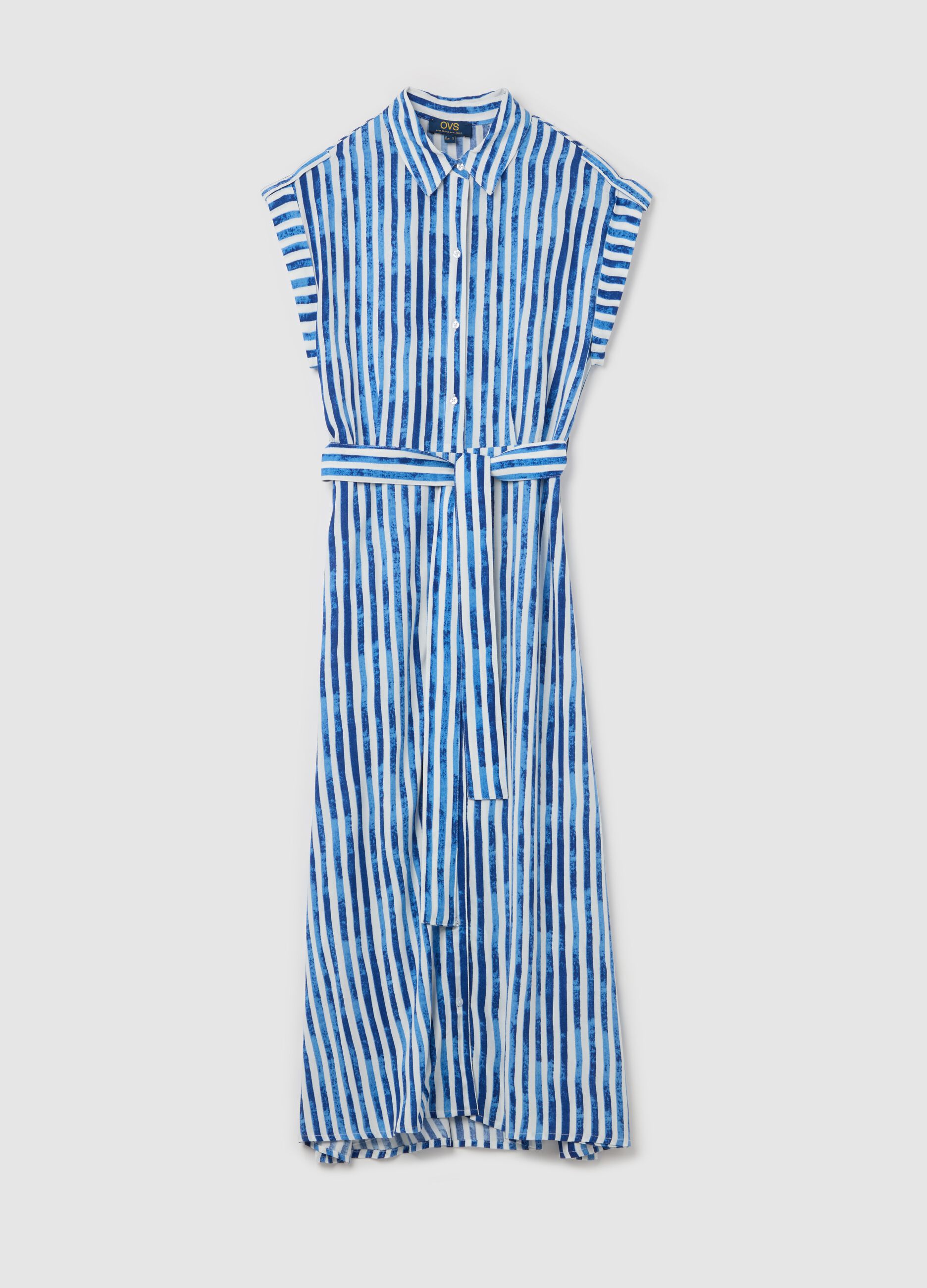 Long shirt dress with belt