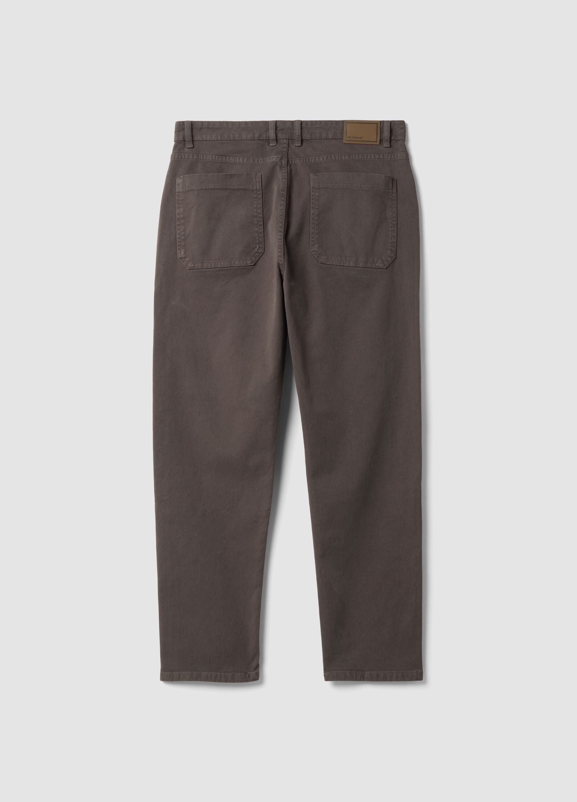 Brown carrot-fit stretch cotton twill trousers