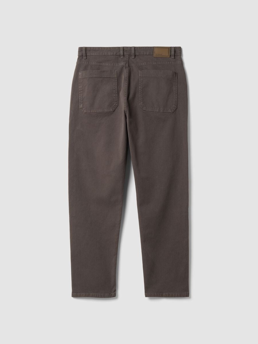 Brown carrot-fit stretch cotton twill trousers_2