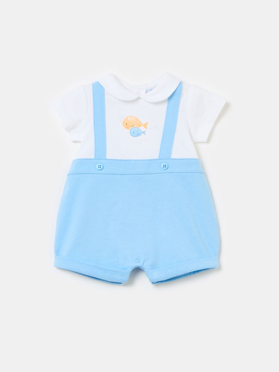 Organic cotton romper suit with false braces_0