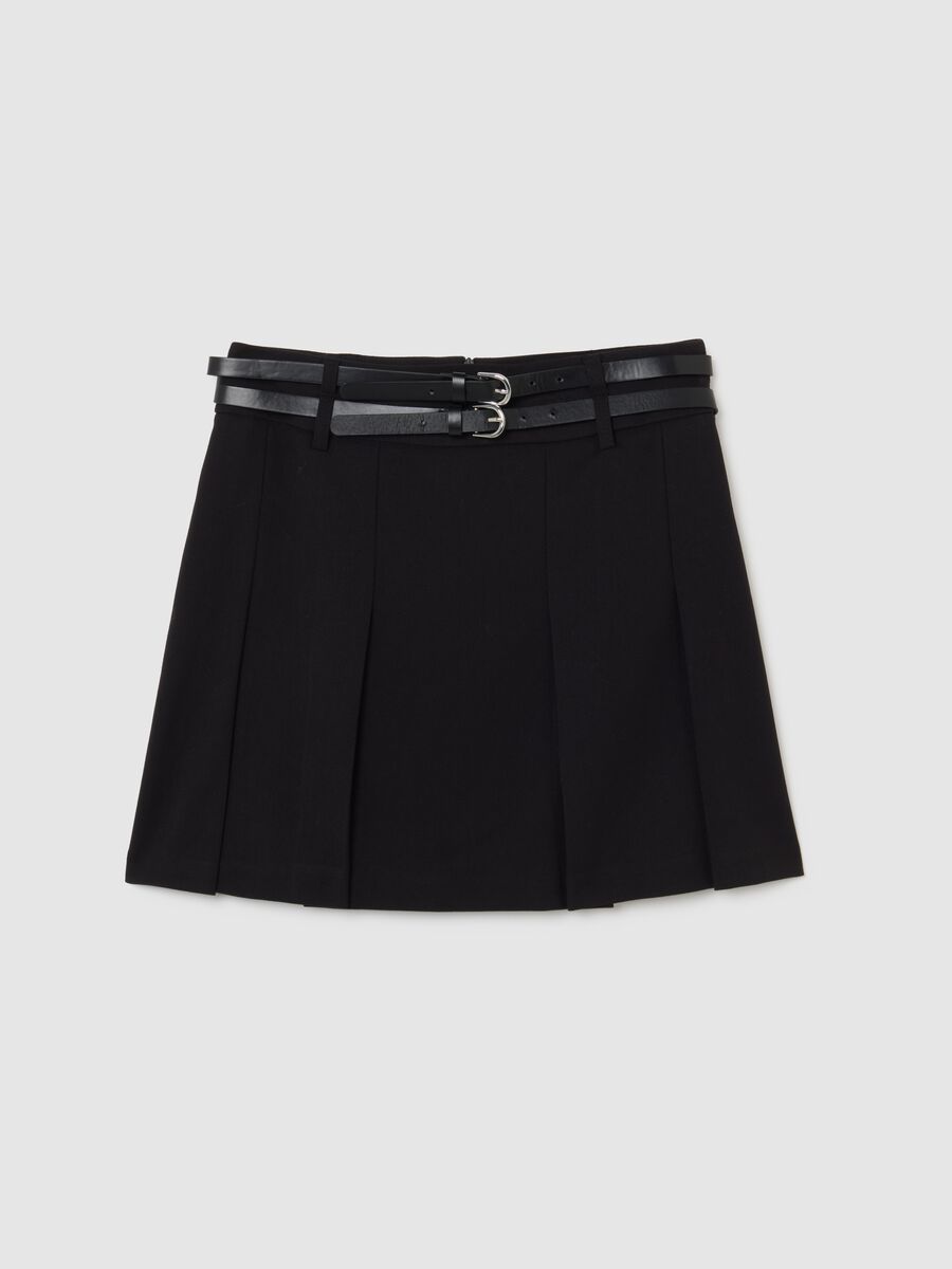 Gonna in tessuto elasticizzato nera regular fit_4