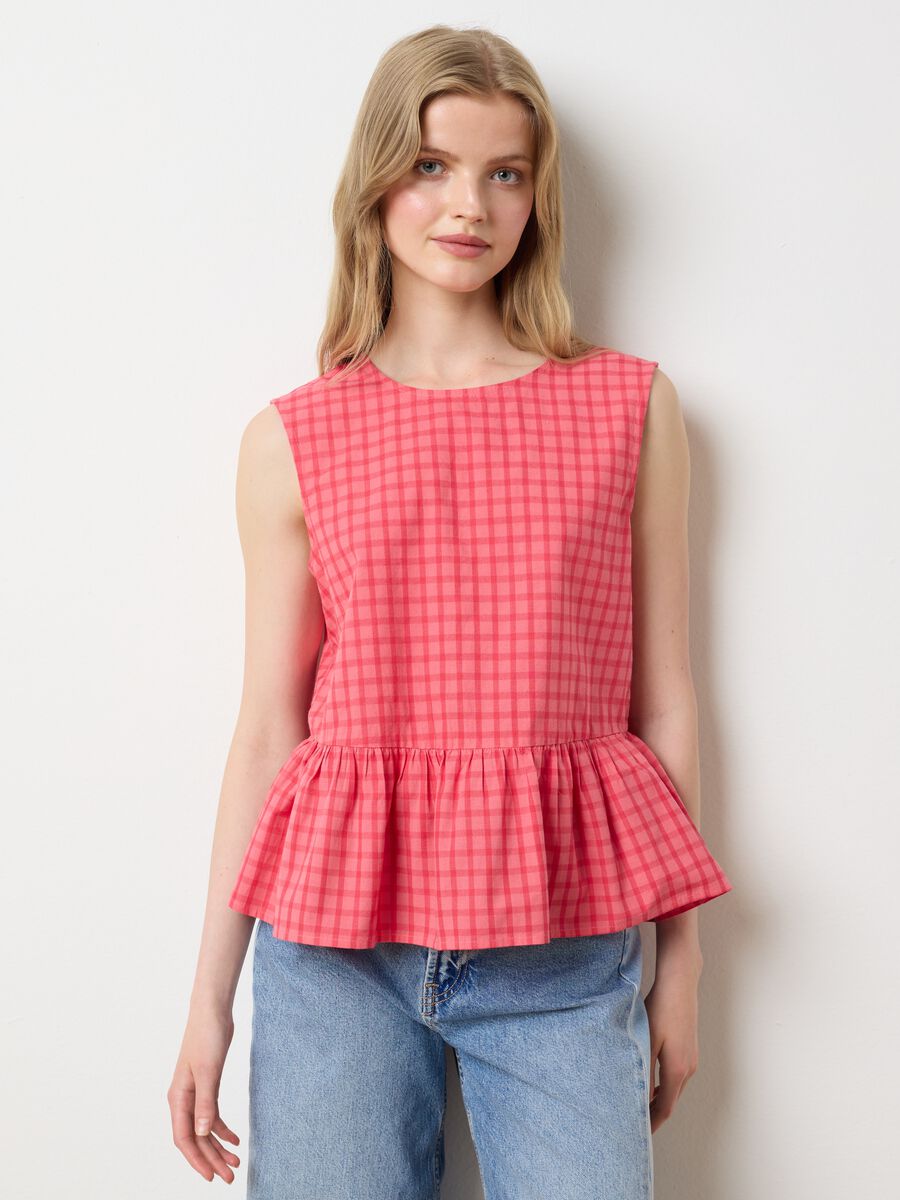 Women's pink cotton-blend top, regular fit_0