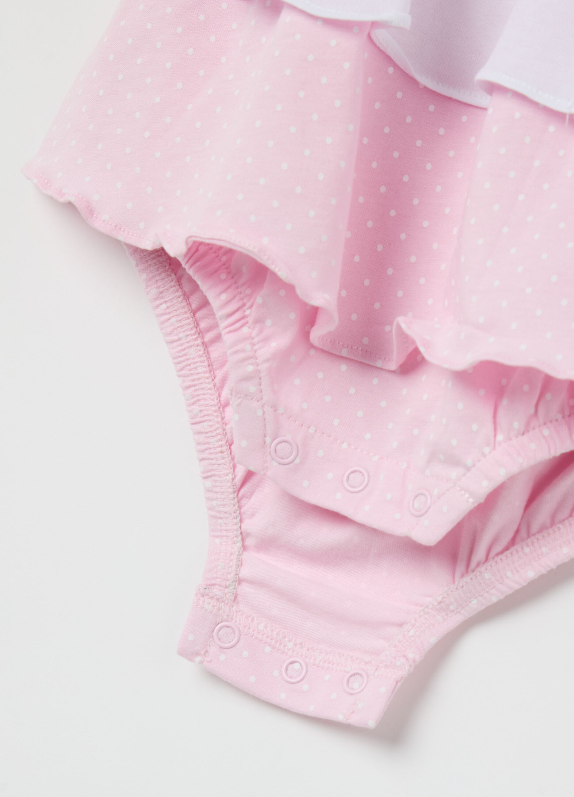 Cotton romper suit with frills and glitter print