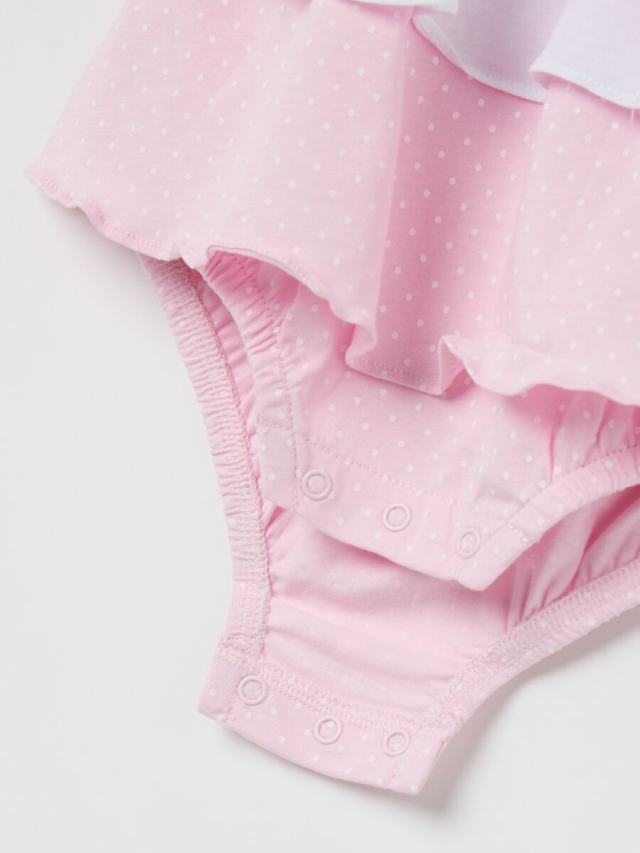 Cotton romper suit with frills and glitter print_3