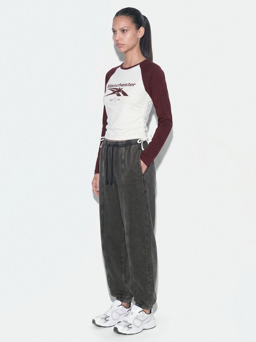 Pantaloni jogger grigi in misto cotone con coulisse_4