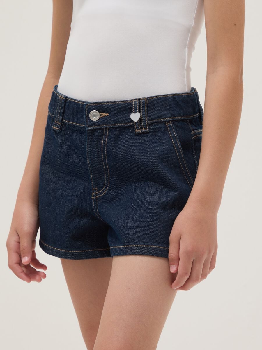 Blue denim shorts in pure cotton_2