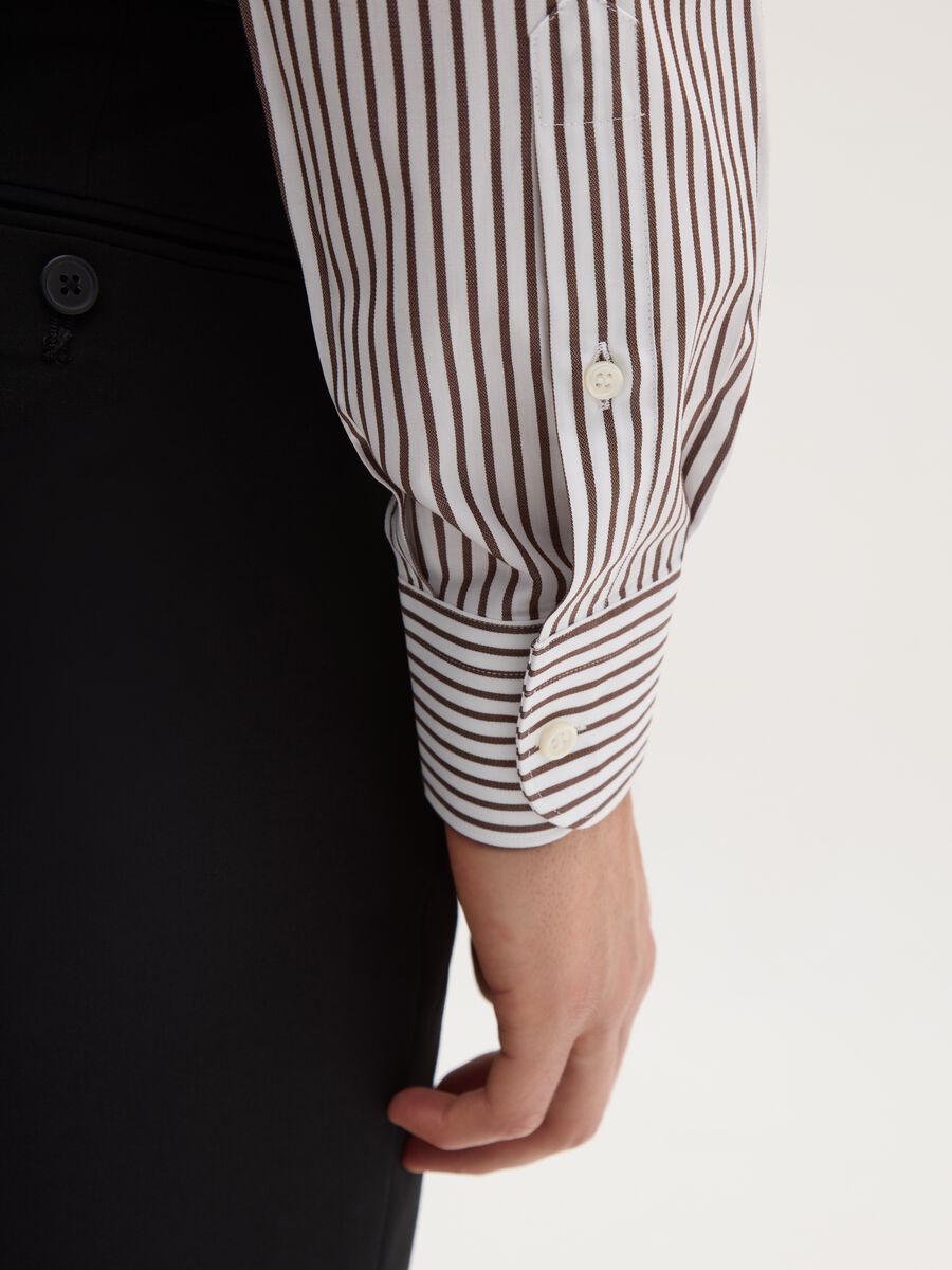 Camicia multicolor in puro cotone slim fit a righe collo alla francese_3