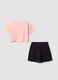 Pink pure cotton set with T-shirt and shorts_1
